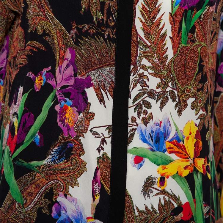 Pre Owned Etro Multicolor Floral Printed Silk Long Sleeve Shirt M