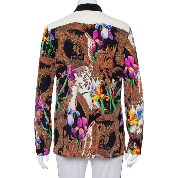 Pre Owned Etro Multicolor Floral Printed Silk Long Sleeve Shirt M