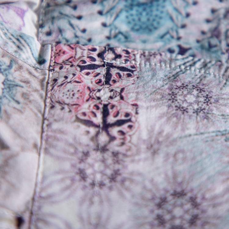 Pre Owned Etro Purple Printed Cotton Button Front Fitted Shirt S