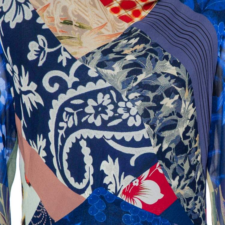 مملوكة مسبقًا Etro Blue Multiprinted Silk Maxi Dress M