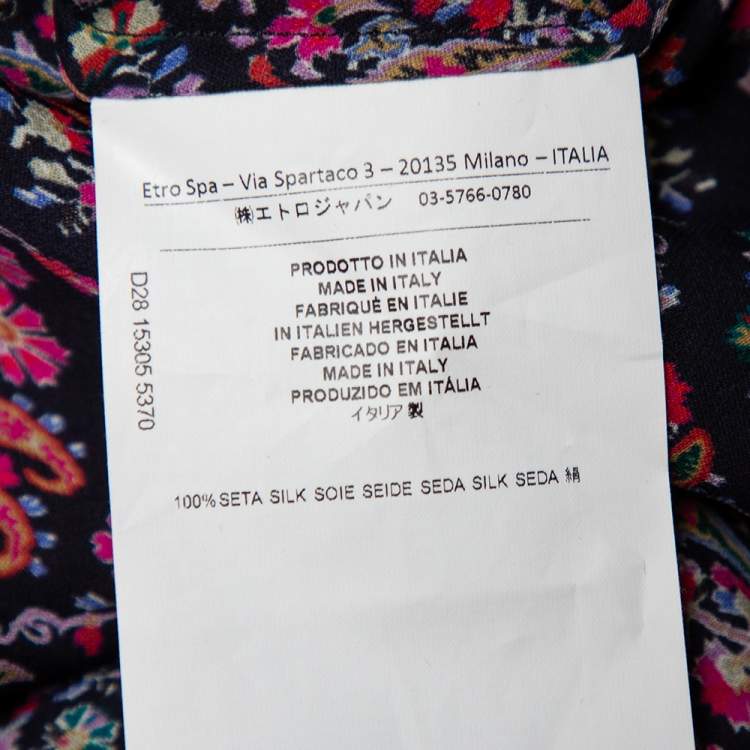 Pre Owned Etro Multicolor Floral Paisley Printed Ruffled Collared Top XL