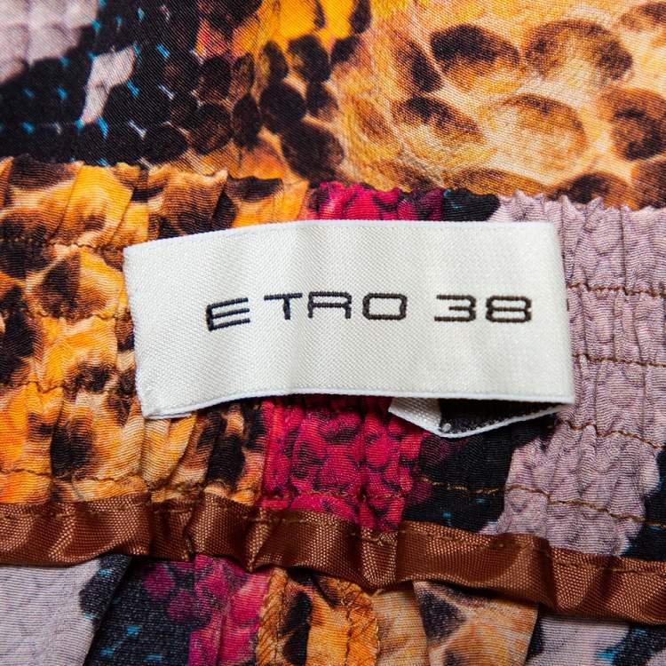 Pre Owned Etro Multicolor Snakeskin Printed Silk Wide Leg Pants S