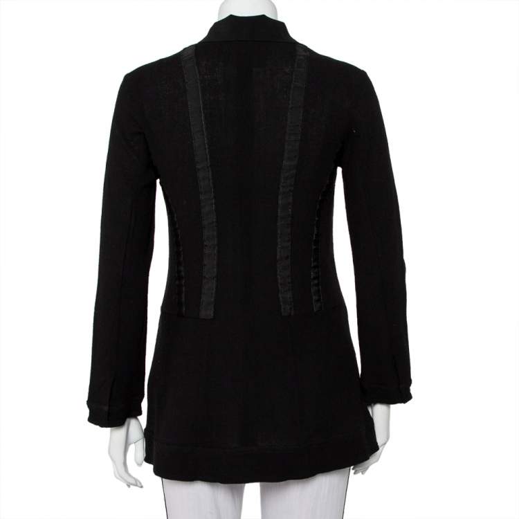 Pre Owned Etro Black Wool & Silk Trim Front Tie Detail Jacket S