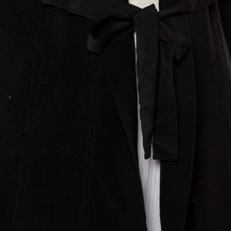 Pre Owned Etro Black Wool & Silk Trim Front Tie Detail Jacket S