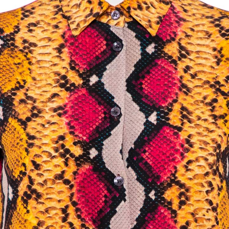 Pre Owned Etro Multicolor Snakeskin Printed Silk Button Front Shirt S