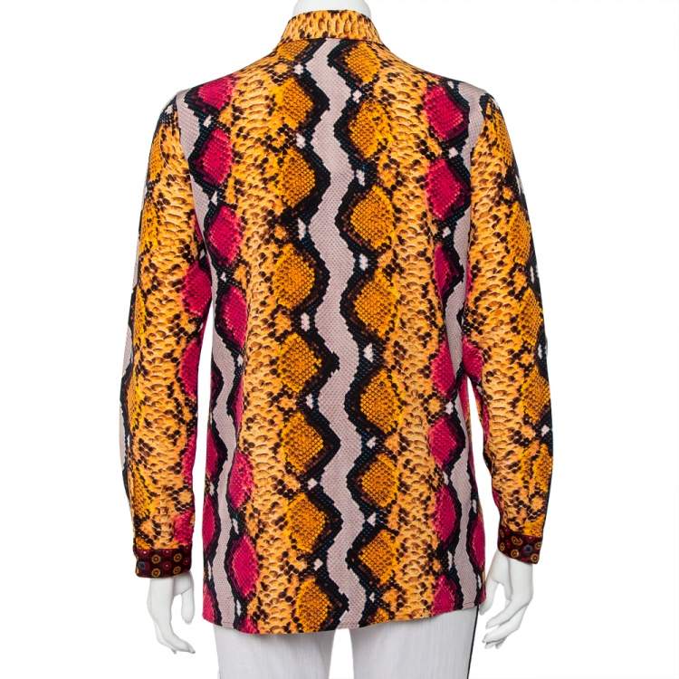 Pre Owned Etro Multicolor Snakeskin Printed Silk Button Front Shirt S