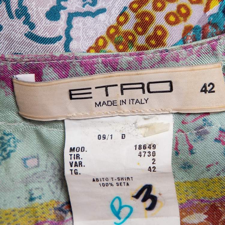 Pre Owned Etro Multicolor Printed Silk Oversized Shift Dress M