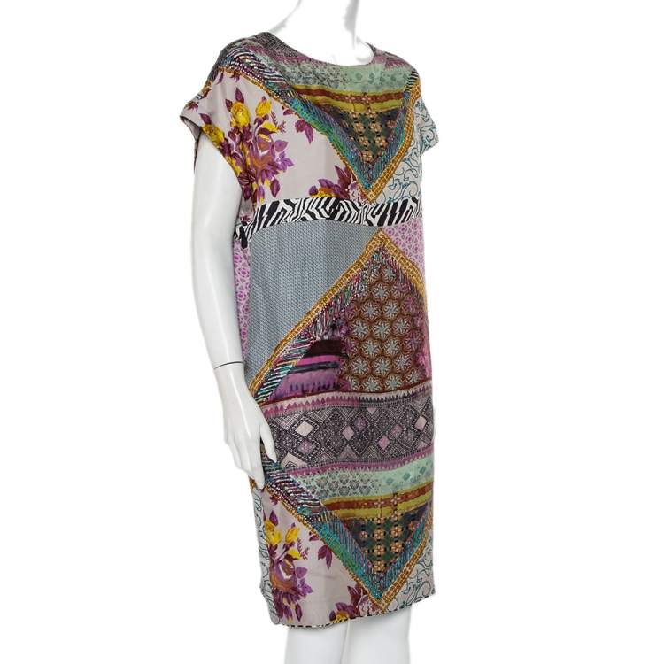 Pre Owned Etro Multicolor Printed Silk Oversized Shift Dress M