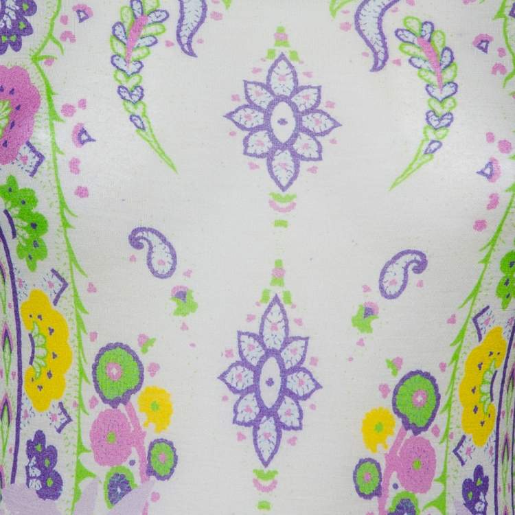 Pre Owned Etro Multicolor Floral Printed Cotton Long Sleeve T-Shirt M