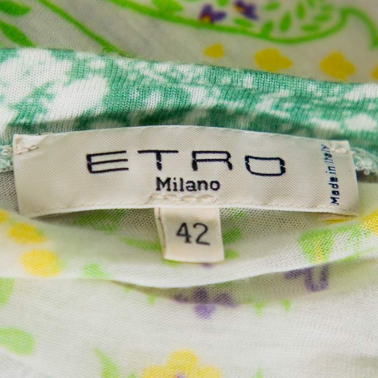 Pre Owned Etro Multicolor Floral Printed Cotton Long Sleeve T-Shirt M
