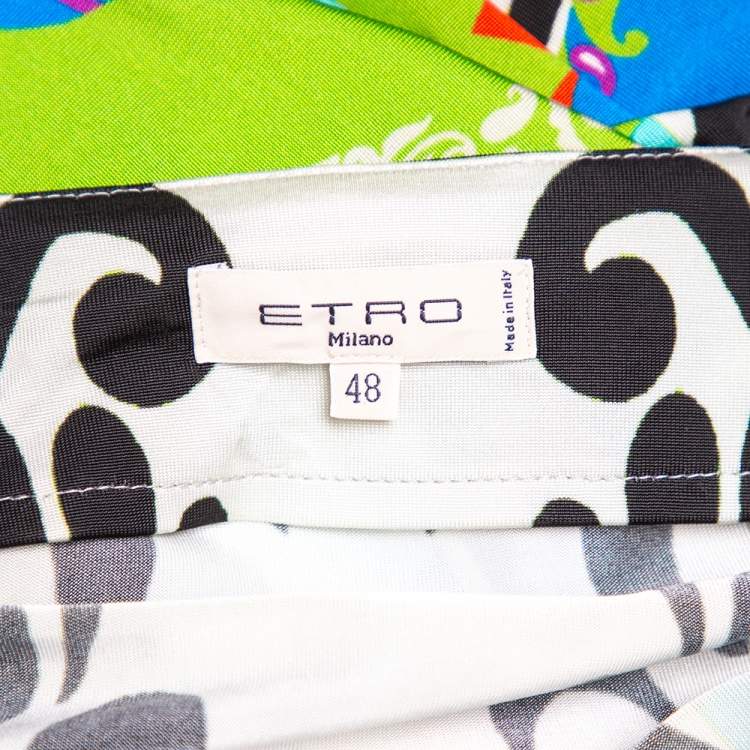 Pre Owned Etro Multicolor Jersey Draped Faux Wrap Maxi Dress L