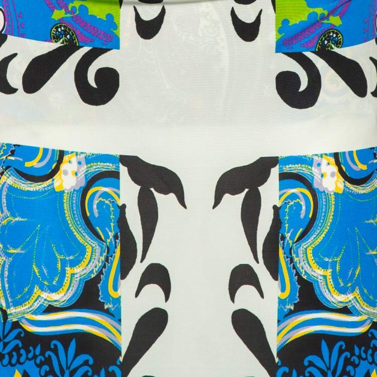 Pre Owned Etro Multicolor Jersey Draped Faux Wrap Maxi Dress L