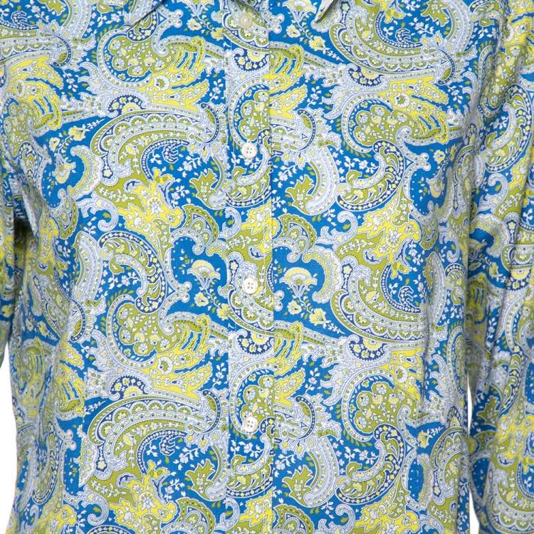 Pre Owned Etro Multicolor Paisley Printed Cotton Button Front Shirt L
