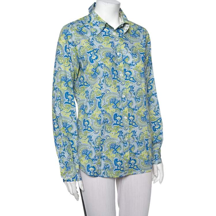 Pre Owned Etro Multicolor Paisley Printed Cotton Button Front Shirt L