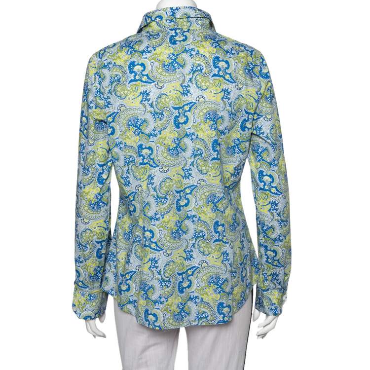 Pre Owned Etro Multicolor Paisley Printed Cotton Button Front Shirt L