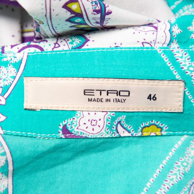 Pre Owned Etro Multicolor Paisley Prited Cotton Button Front Shirt L