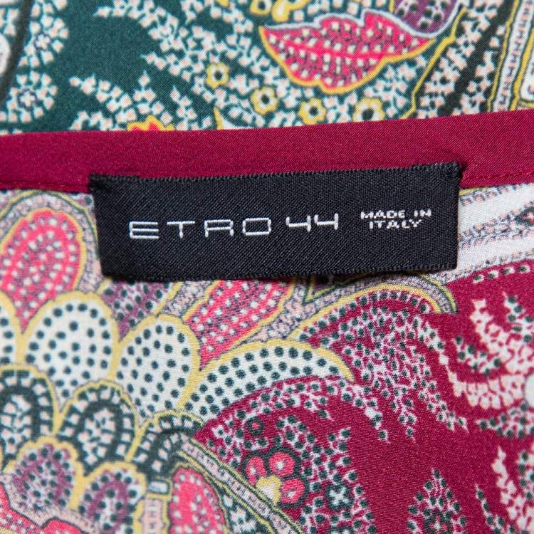 Pre Owned Etro Multicolor Paisley Printed Silk Ombre Effect Short Sleeve Top M
