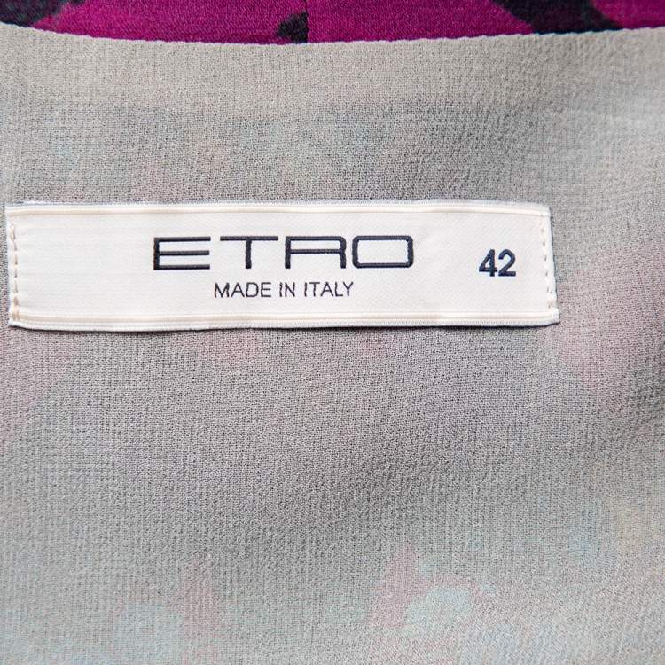 Pre Owned Etro Multicolor Paisley Printed Silk Draped Detail Midi Dress M
