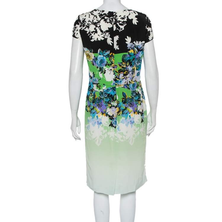 Pre Owned Etro Multicolor Printed Silk Draped Detail Midi Dress L