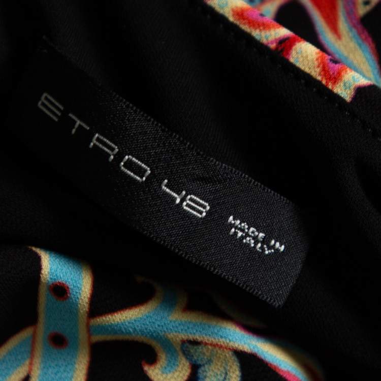 Pre Owned Etro Multicolor Floral Printed Jersey Embellished Detail Maxi Dress L