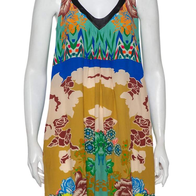 Pre Owned Etro Multicolor Printed Silk Sleeveless Maxi Dress M