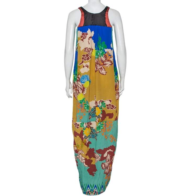 Pre Owned Etro Multicolor Printed Silk Sleeveless Maxi Dress M