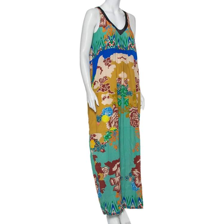 Pre Owned Etro Multicolor Printed Silk Sleeveless Maxi Dress M