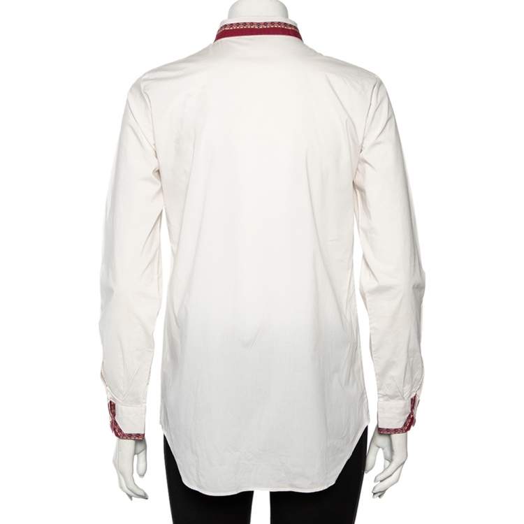 Pre Owned Etro White Paisley Printed Cotton Button Front Shirt M