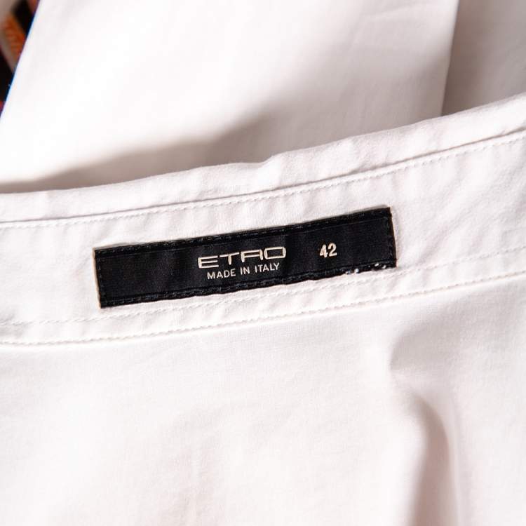 Pre Owned Etro White Paisley Printed Cotton Button Front Shirt M
