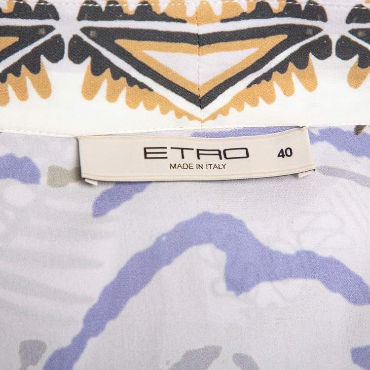 Pre Owned Etro Multicolor Abstract Printed Silk Open Front Oversized Shrug S