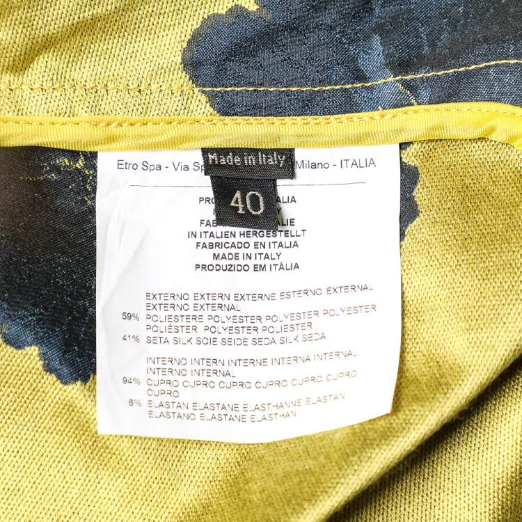 Pre Owned Etro Midnight Blue Floral Silk Jacquard Belted Lightweight Jacket S