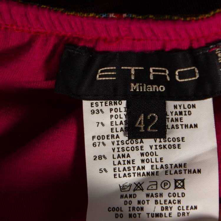 Pre Owned Etro Multicolor Paisley Printed Mesh Knit A-Line Skirt M