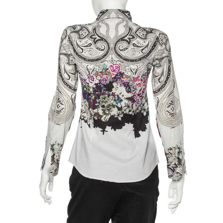 Pre Owned Etro Multicolor Printed Cotton Button Front Fitted Shirt S