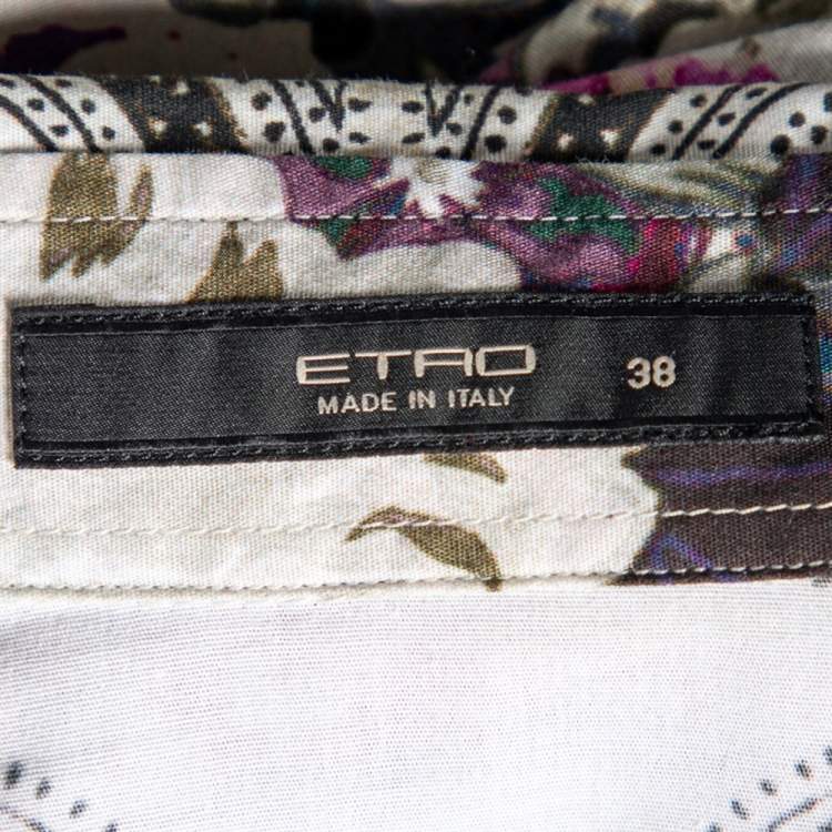 Pre Owned Etro Multicolor Printed Cotton Button Front Fitted Shirt S