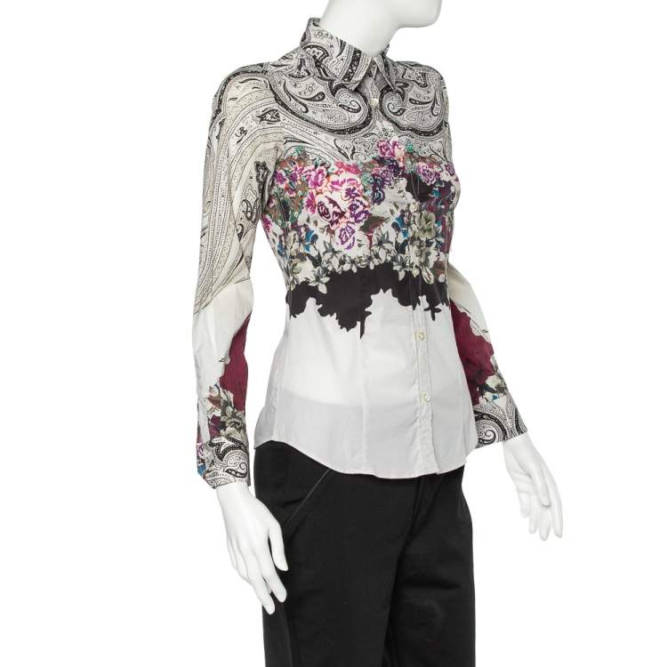 Pre Owned Etro Multicolor Printed Cotton Button Front Fitted Shirt S