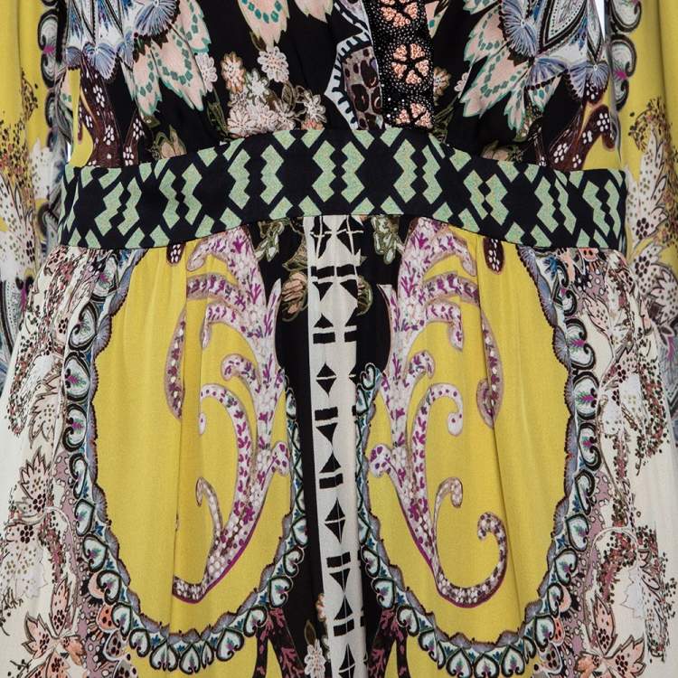 Pre Owned Etro Multicolor Floral Print Beaded Maxi Dress M