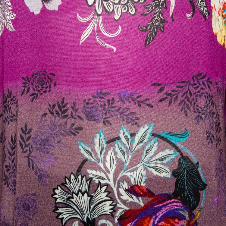 Pre Owned Etro Multicolored Floral Printed Knit Long Sleeve Top L