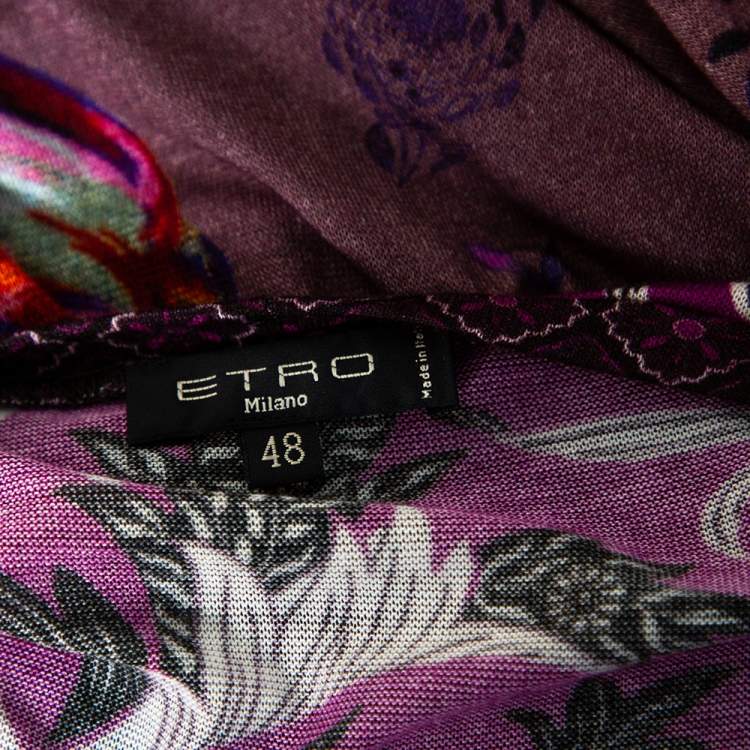 Pre Owned Etro Multicolored Floral Printed Knit Long Sleeve Top L