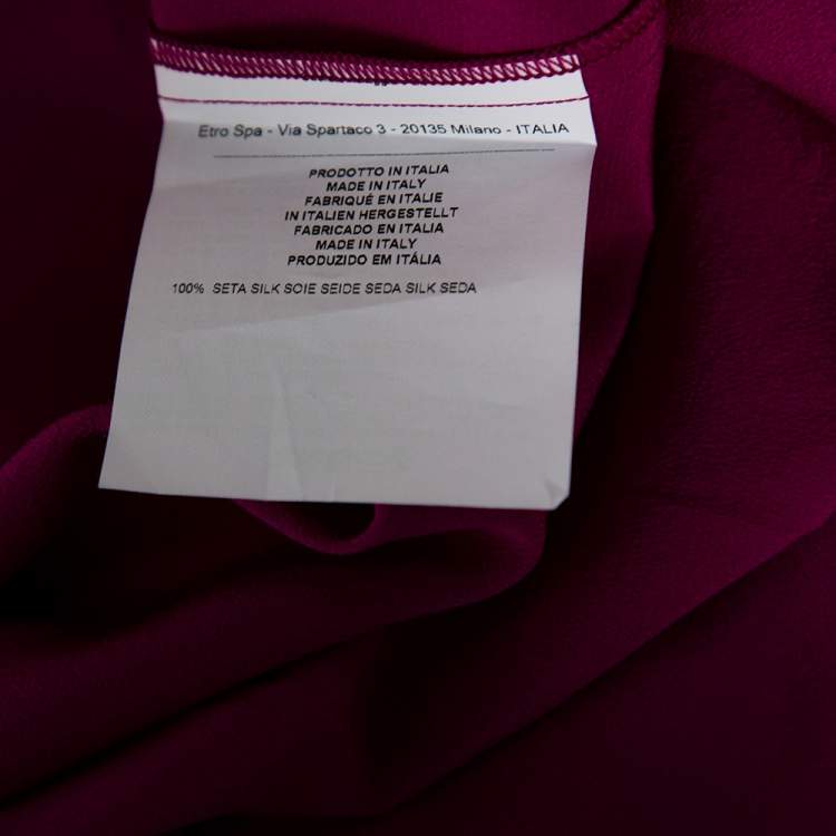 مملوكة مسبقًا Etro Fuchsia Silk Pleated Overlay Yoke Detailed Sleeveless Blouse M