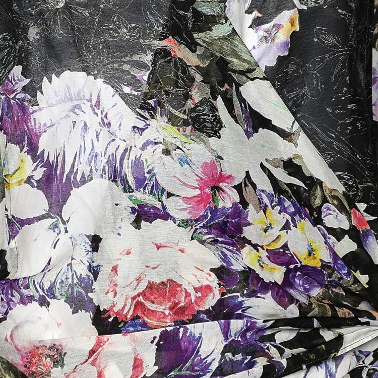 Pre Owned Etro Multicolor Floral Printed Cotton And Silk Wrap Top L