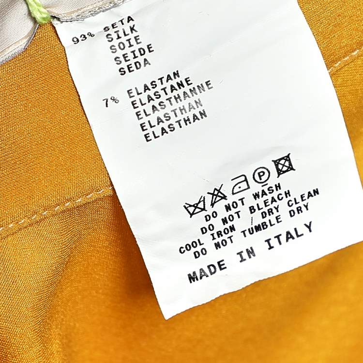 Pre Owned Etro Yellow Silk, Satin And Pleated Crepe Trim Skirt S