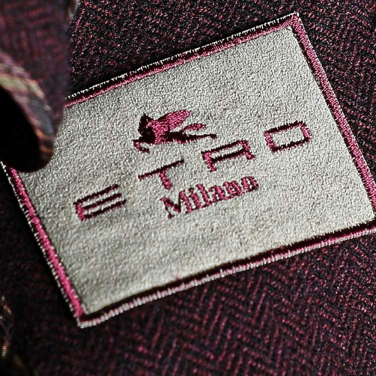 Pre Owned Etro Burgundy Wool & Velvet Trim Detailed Single Breasted Blazer M