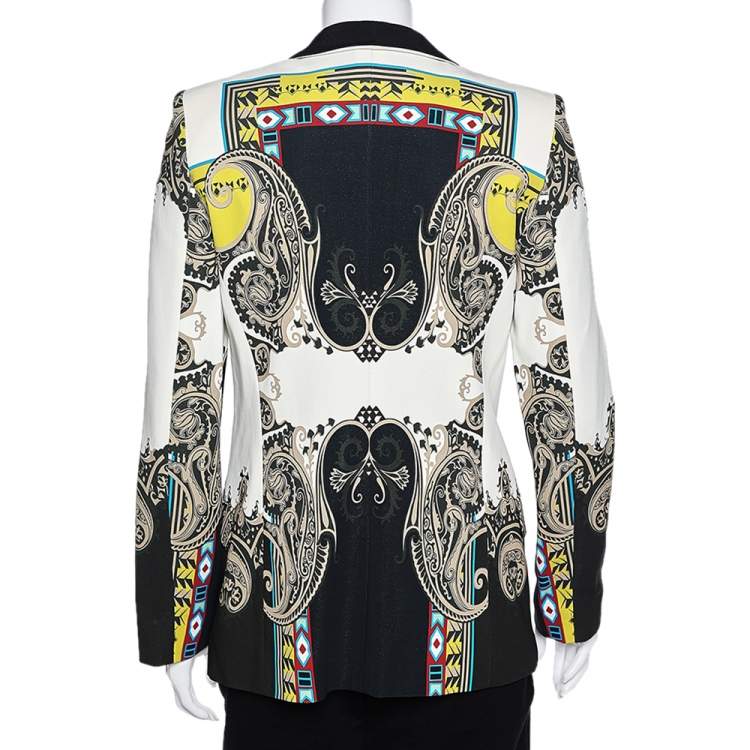 Pre Owned Etro Multicolor Printed Crepe Button Front Blazer M