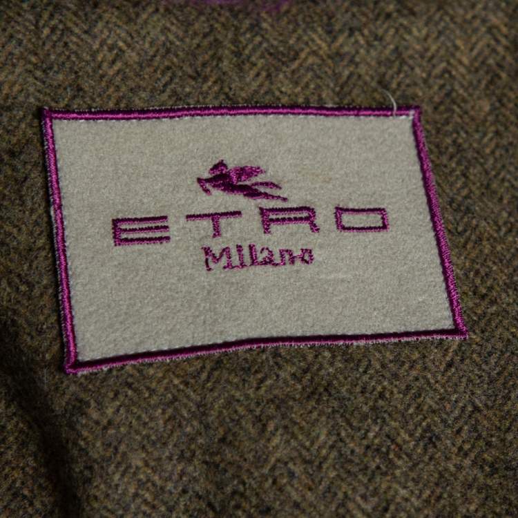 Pre Owned Etro Colorblock Synthetic Quilted & Velvet Trim Detailed Jacket S 