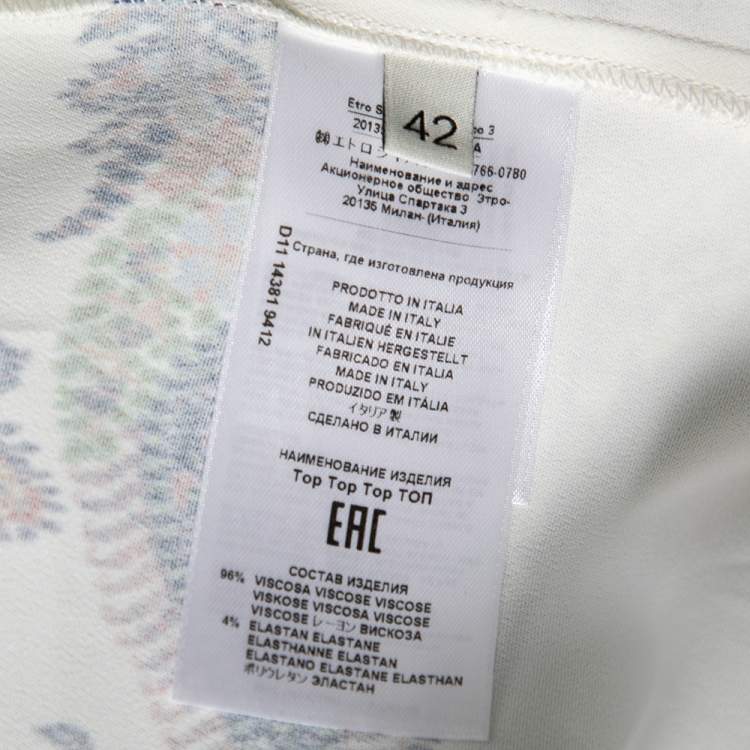 Pre Owned Etro Navy Blue Paisley Printed Crepe Top M