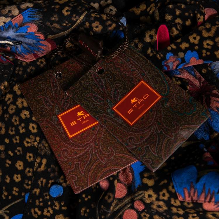 Pre Owned Etro Multicolor Floral Printed Silk Shirt S