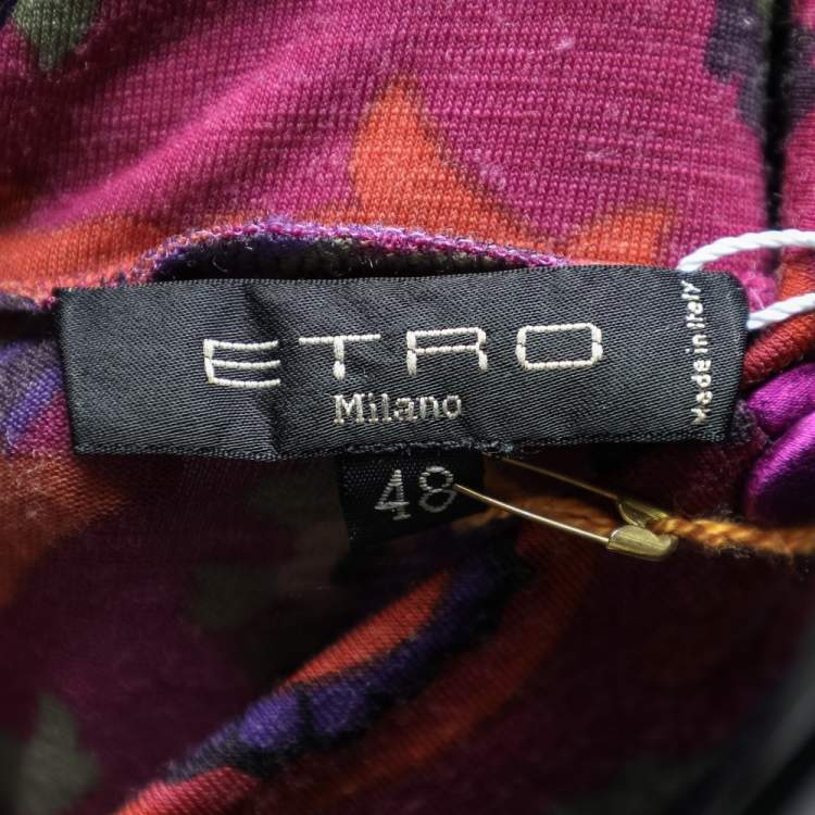 مملوكة مسبقًا Etro Purple Paisley Printed Wool Blend Turtleneck Sweater M