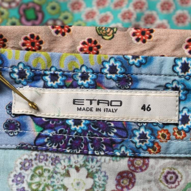 Pre Owned Etro Multicolor Floral Paisley Printed Cotton Shirt L
