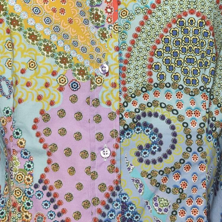 Pre Owned Etro Multicolor Floral Paisley Printed Cotton Shirt L