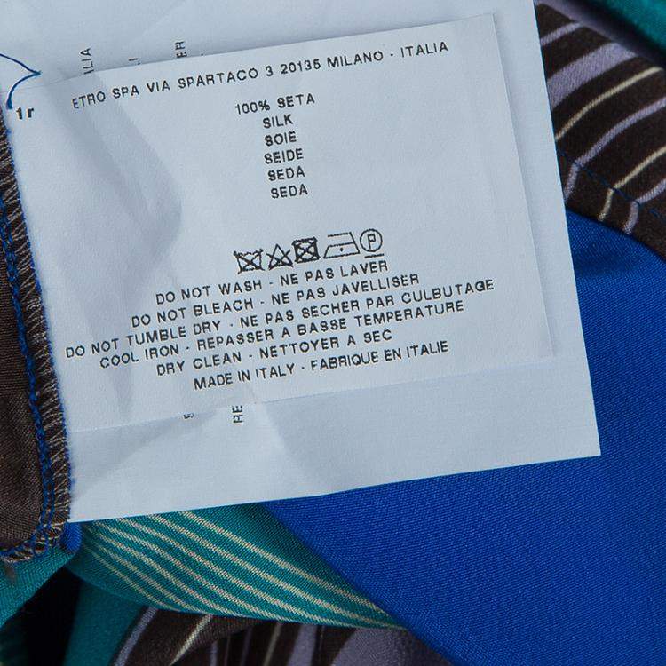 Pre Owned Etro Multicolor Striped Silk Long Sleeve Tunic Dress M